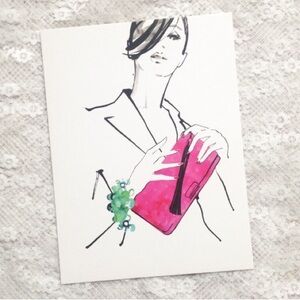 Fashion Illustration Wall Art - Pink and Green